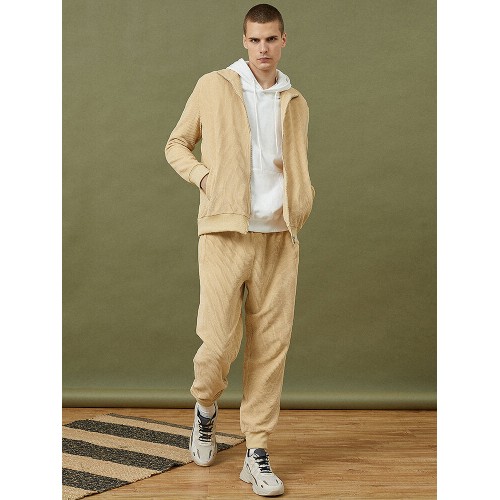 Mens Solid Corduroy Designer Lapel Zipper Front Casual Two Pieces Outfit