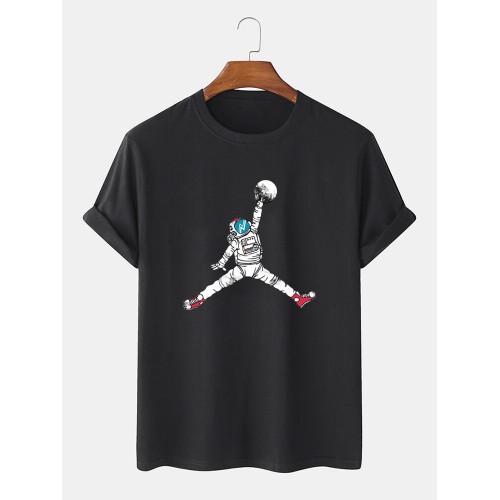 Mens Astronaut Graphic Short Sleeve Basic Tees T-shirts
