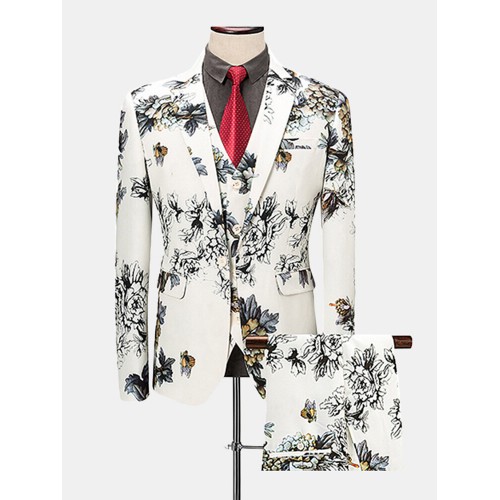 Prinrting Three Pieces Slim Stage Show Wedding Formal Dress Suits for Men