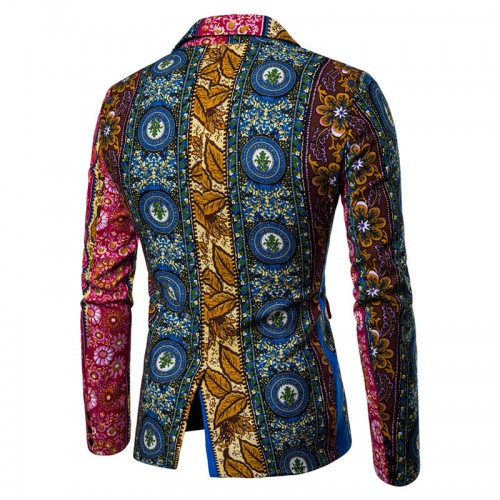 Mens Printing Casual Slim Fit Business Suits Blazer Irregular Contrast Color Suit Coat Mens Printing Casual Slim Fit Business Suits Blazer Irregular Contrast Color Suit Coat