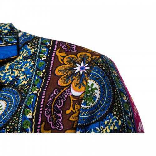 Mens Printing Casual Slim Fit Business Suits Blazer Irregular Contrast Color Suit Coat Mens Printing Casual Slim Fit Business Suits Blazer Irregular Contrast Color Suit Coat