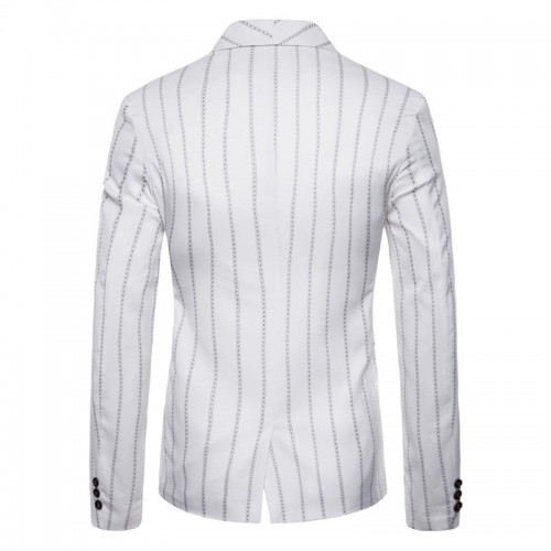 Casual Stitching Double Breasted Striped Long Sleeve Suit For Men Casual Stitching Double Breasted Striped Long Sleeve Suit For Men