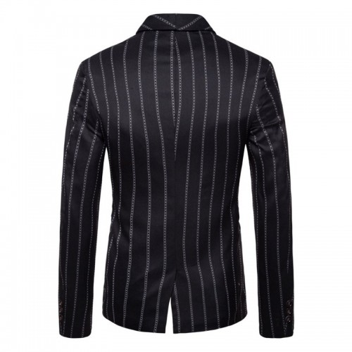 Casual Stitching Double Breasted Striped Long Sleeve Suit For Men Casual Stitching Double Breasted Striped Long Sleeve Suit For Men
