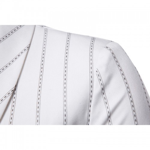 Casual Stitching Double Breasted Striped Long Sleeve Suit For Men Casual Stitching Double Breasted Striped Long Sleeve Suit For Men