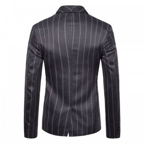 Casual Stitching Double Breasted Striped Long Sleeve Suit For Men Casual Stitching Double Breasted Striped Long Sleeve Suit For Men