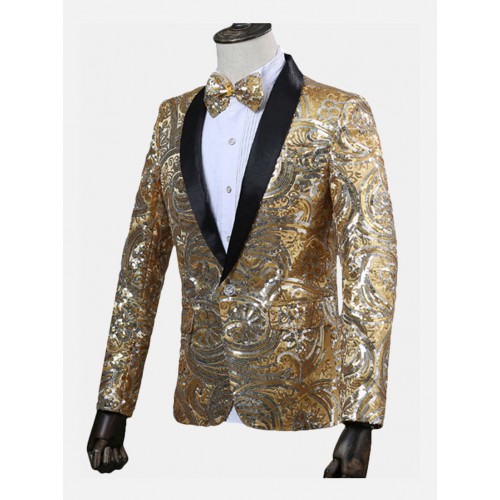 Nightclub Host Stylish Sparkles Blazers wiht Bow Tie for Men