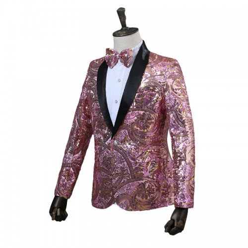 Nightclub Host Stylish Sparkles Blazers wiht Bow Tie for Men Nightclub Host Stylish Sparkles Blazers wiht Bow Tie for Men