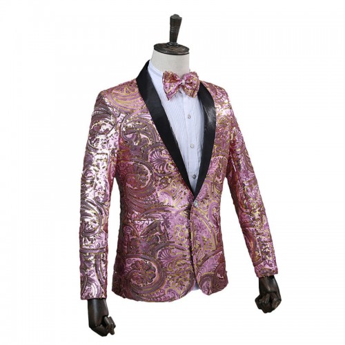 Nightclub Host Stylish Sparkles Blazers wiht Bow Tie for Men Nightclub Host Stylish Sparkles Blazers wiht Bow Tie for Men