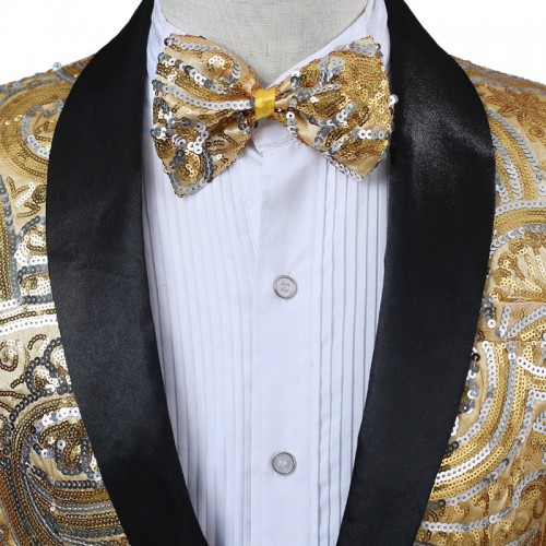 Nightclub Host Stylish Sparkles Blazers wiht Bow Tie for Men Nightclub Host Stylish Sparkles Blazers wiht Bow Tie for Men