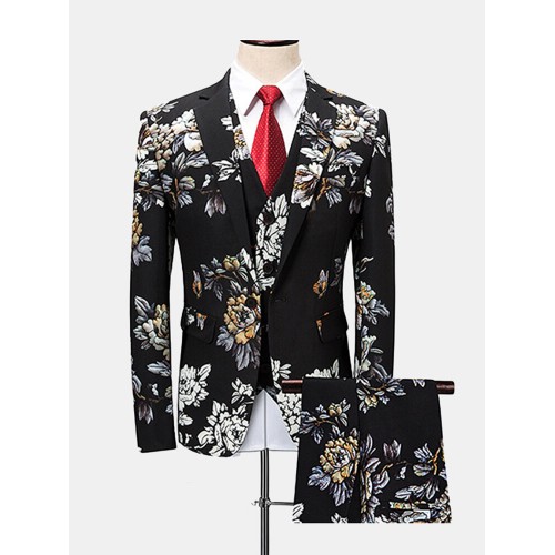 Printing Three Pieces Slim Stage Show Wedding Formal Dress Suits for Men