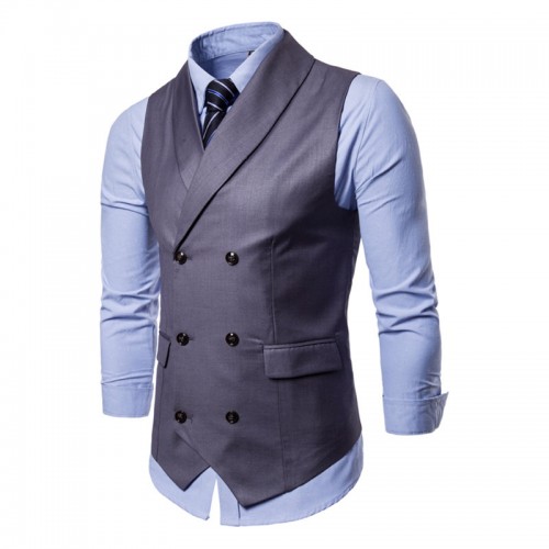 Mens Suit Double-breasted Lapel Sleeveless Business Casual Plain Vest Mens Suit Double-breasted Lapel Sleeveless Business Casual Plain Vest