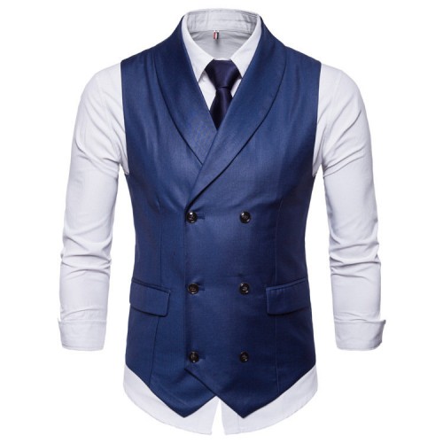 Mens Suit Double-breasted Lapel Sleeveless Business Casual Plain Vest Mens Suit Double-breasted Lapel Sleeveless Business Casual Plain Vest