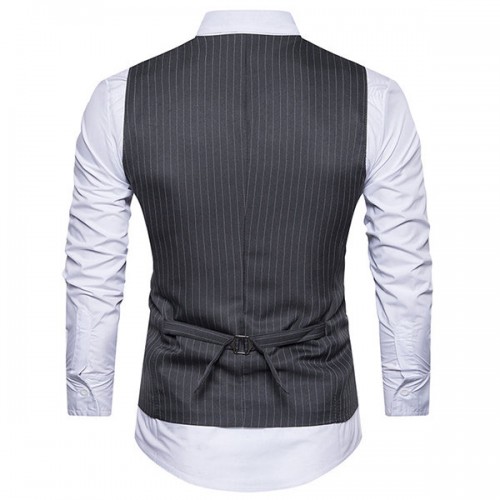 Casual Fashion Business Stripes Printing Single Breasted Waistcoat for Men Casual Fashion Business Stripes Printing Single Breasted Waistcoat for Men