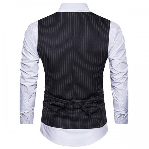 Casual Fashion Business Stripes Printing Single Breasted Waistcoat for Men Casual Fashion Business Stripes Printing Single Breasted Waistcoat for Men