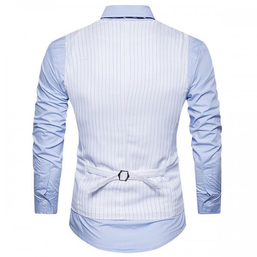 Casual Fashion Business Stripes Printing Single Breasted Waistcoat for Men Casual Fashion Business Stripes Printing Single Breasted Waistcoat for Men