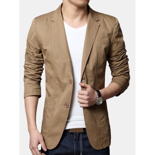 Mens 100% Cotton Slim Fit Solid Color Long Sleeve Fashion Casual Blazer Mens 100% Cotton Slim Fit Solid Color Long Sleeve Fashion Casual Blazer