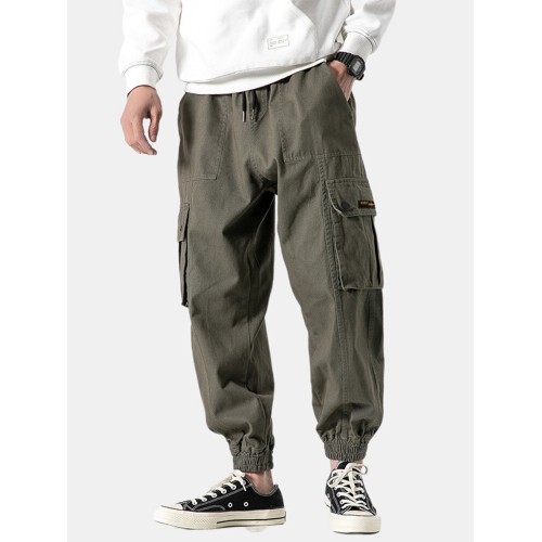 Mens Multi-Pocket Ankle-Banded Cargo Pants