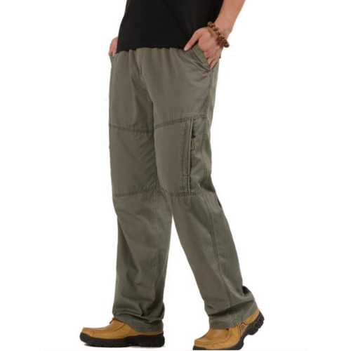 Plus Size Casual Outdoor Multi-Pockets Loose Elastic Straight Leg Cargo Pants For Men