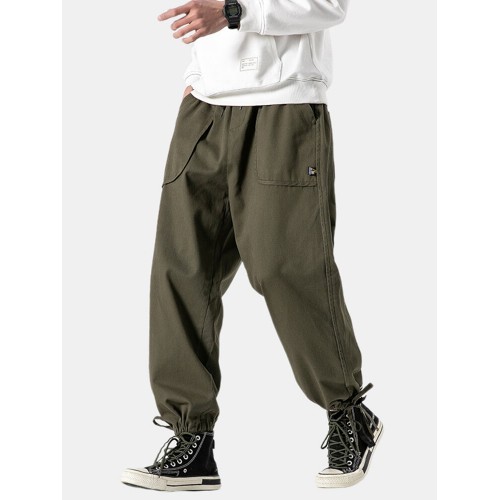 Mens Multi-Pockets Loose Ankle-Banded Cargo Pants