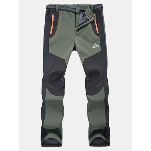 Mens Outdoor Sport Pants Elastic Waist Soft Shell Warm Fleece Lining Waterproof Quick-Dry Trousers