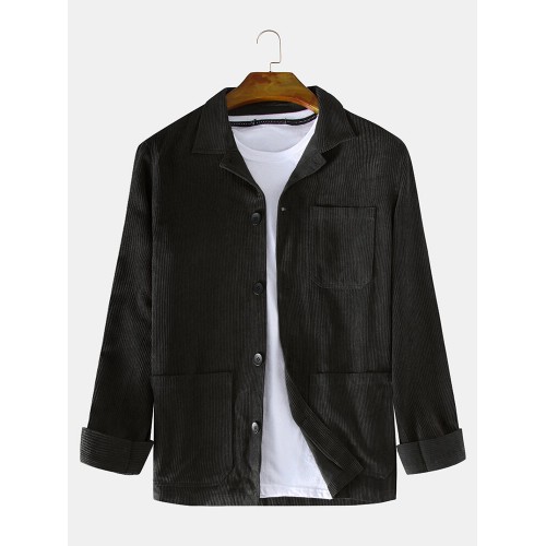 Mens Brief Style Corduroy Solid Color Warm Long Sleeve Jackets Mens Brief Style Corduroy Solid Color Warm Long Sleeve Jackets