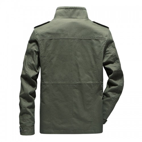 Men 100% Cotton Military Multi Pockets Epaulettes Solid Color Casual Washed Outdoor Tooling Jacket Men 100% Cotton Military Multi Pockets Epaulettes Solid Color Casual Washed Outdoor Tooling Jacket