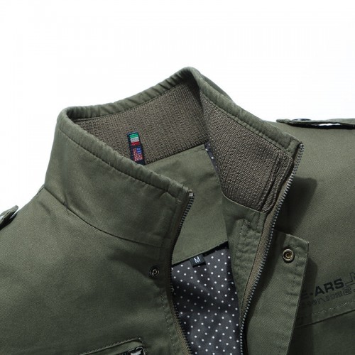 Men 100% Cotton Military Multi Pockets Epaulettes Solid Color Casual Washed Outdoor Tooling Jacket Men 100% Cotton Military Multi Pockets Epaulettes Solid Color Casual Washed Outdoor Tooling Jacket