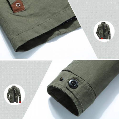 Men 100% Cotton Military Multi Pockets Epaulettes Solid Color Casual Washed Outdoor Tooling Jacket Men 100% Cotton Military Multi Pockets Epaulettes Solid Color Casual Washed Outdoor Tooling Jacket
