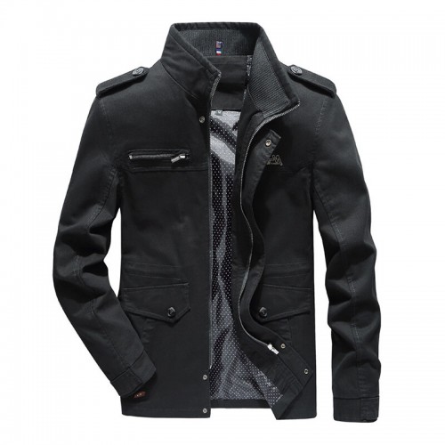 Men 100% Cotton Military Multi Pockets Epaulettes Solid Color Casual Washed Outdoor Tooling Jacket Men 100% Cotton Military Multi Pockets Epaulettes Solid Color Casual Washed Outdoor Tooling Jacket