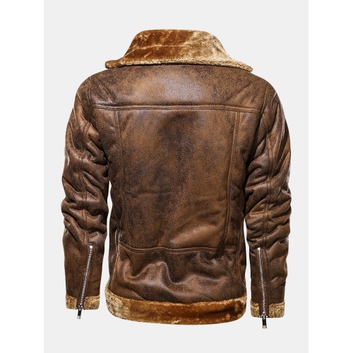 Mens Asymmetric Zipper Faux Fur Thicken Lapel Collar Casual Jackets Mens Asymmetric Zipper Faux Fur Thicken Lapel Collar Casual Jackets