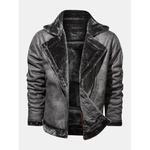 Mens Asymmetric Zipper Faux Fur Thicken Lapel Collar Casual Jackets Mens Asymmetric Zipper Faux Fur Thicken Lapel Collar Casual Jackets