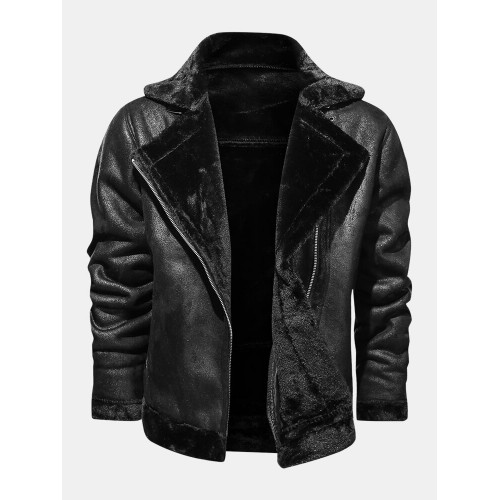 Mens Asymmetric Zipper Faux Fur Thicken Lapel Collar Casual Jackets Mens Asymmetric Zipper Faux Fur Thicken Lapel Collar Casual Jackets