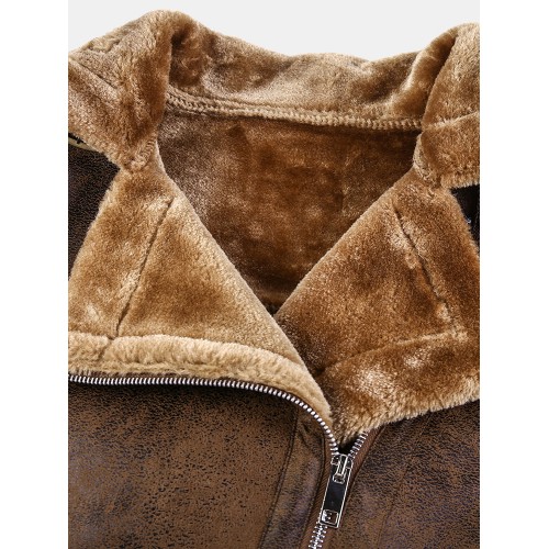 Mens Asymmetric Zipper Faux Fur Thicken Lapel Collar Casual Jackets Mens Asymmetric Zipper Faux Fur Thicken Lapel Collar Casual Jackets
