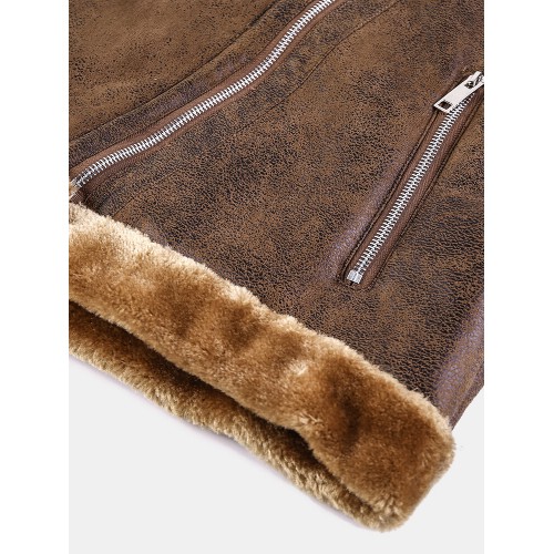 Mens Asymmetric Zipper Faux Fur Thicken Lapel Collar Casual Jackets Mens Asymmetric Zipper Faux Fur Thicken Lapel Collar Casual Jackets