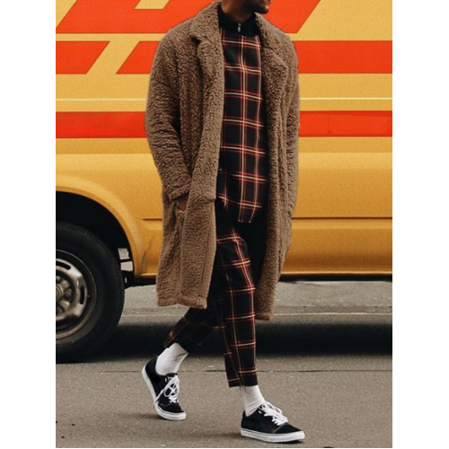 Mens Winter Fleece Plush Warm Long Coat Jacket Loose Overcoat Outerwear Mens Winter Fleece Plush Warm Long Coat Jacket Loose Overcoat Outerwear