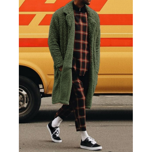 Mens Winter Fleece Plush Warm Long Coat Jacket Loose Overcoat Outerwear Mens Winter Fleece Plush Warm Long Coat Jacket Loose Overcoat Outerwear