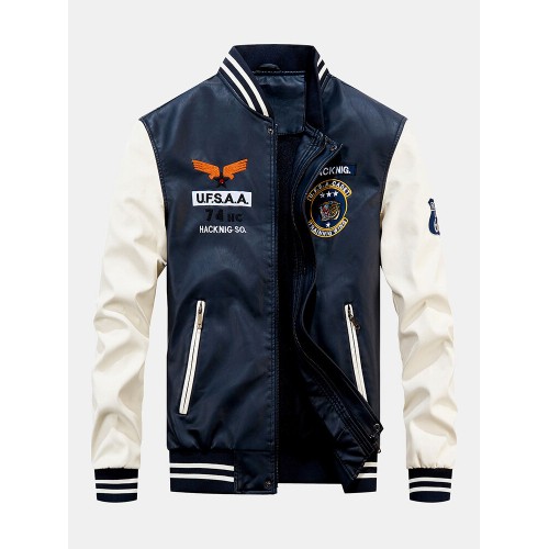 Mens Autumn Cool Handsome Stand Collar Long Sleeve Bomber Jacket Mens Autumn Cool Handsome Stand Collar Long Sleeve Bomber Jacket