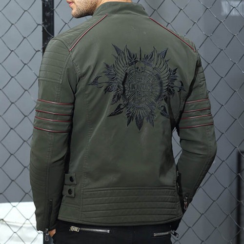 Men's Leather Fleece Warm Stand Collar PU Jacket Men's Leather Fleece Warm Stand Collar PU Jacket