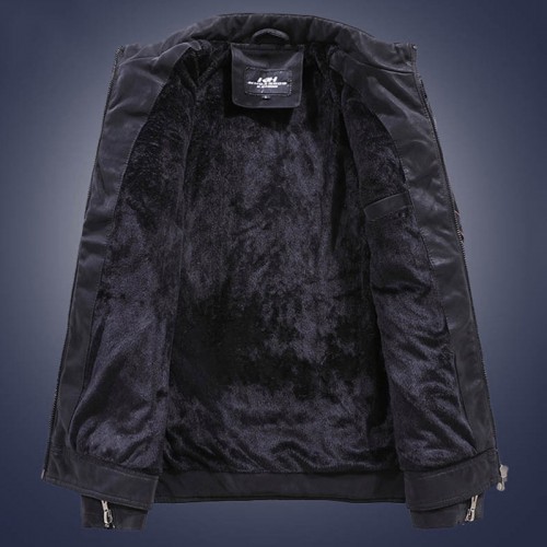 Men's Leather Fleece Warm Stand Collar PU Jacket Men's Leather Fleece Warm Stand Collar PU Jacket