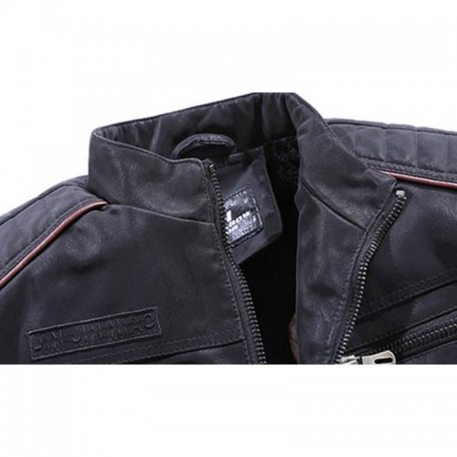 Men's Leather Fleece Warm Stand Collar PU Jacket Men's Leather Fleece Warm Stand Collar PU Jacket