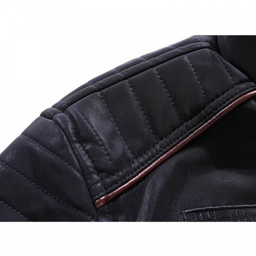 Men's Leather Fleece Warm Stand Collar PU Jacket Men's Leather Fleece Warm Stand Collar PU Jacket