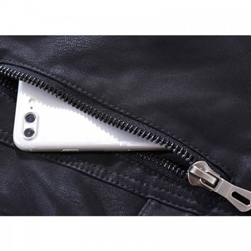 Men's Leather Fleece Warm Stand Collar PU Jacket Men's Leather Fleece Warm Stand Collar PU Jacket