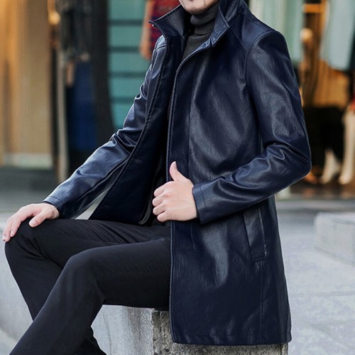 Men's Mid-Long Casual Business Thicken Warm Stand Collar Jacket Coat Men's Mid-Long Casual Business Thicken Warm Stand Collar Jacket Coat