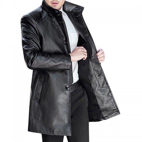 Men's Mid-Long Casual Business Thicken Warm Stand Collar Jacket Coat Men's Mid-Long Casual Business Thicken Warm Stand Collar Jacket Coat