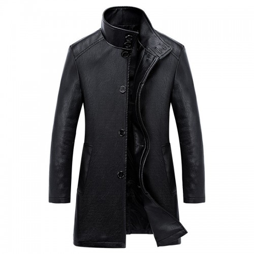 Men's Mid-Long Casual Business Thicken Warm Stand Collar Jacket Coat Men's Mid-Long Casual Business Thicken Warm Stand Collar Jacket Coat