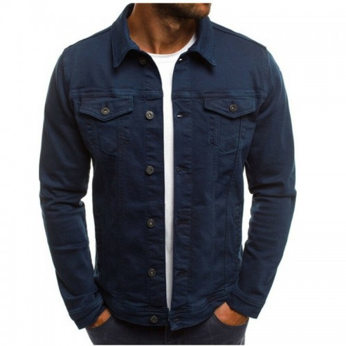 Men's Multi Pockets Cotton Turn Down Collar Fitness Denim Casual Jacket Men's Multi Pockets Cotton Turn Down Collar Fitness Denim Casual Jacket