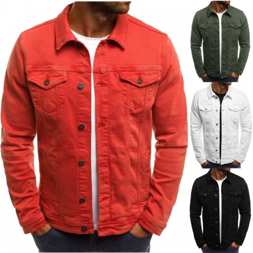 Men's Multi Pockets Cotton Turn Down Collar Fitness Denim Casual Jacket Men's Multi Pockets Cotton Turn Down Collar Fitness Denim Casual Jacket