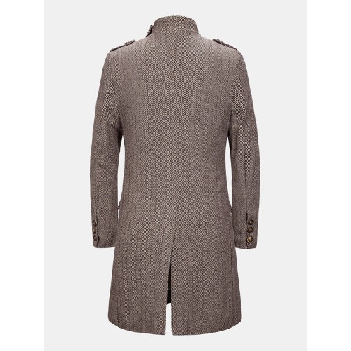 Mens Autumn Fashion Handsome Fake Two Pieces Plain Woolen Trench Coat Mens Autumn Fashion Handsome Fake Two Pieces Plain Woolen Trench Coat