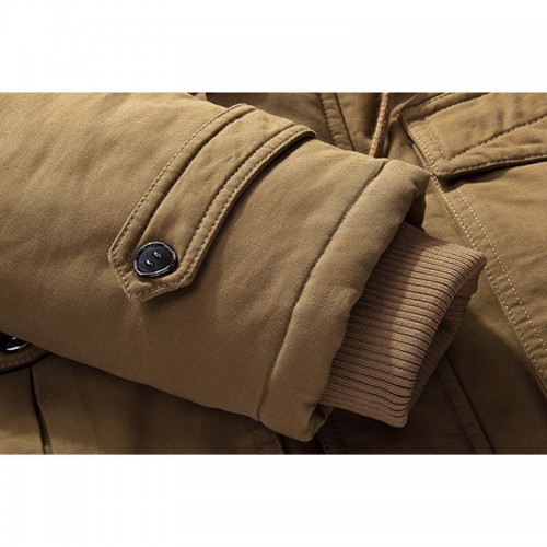 Mens Winter Cotton Thicken Fleece Multifunction Pockets Drawstring Warm Jacket Mens Winter Cotton Thicken Fleece Multifunction Pockets Drawstring Warm Jacket