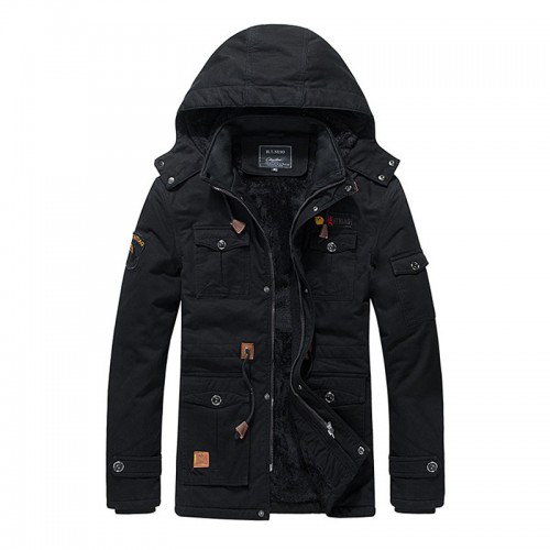 Mens Winter Cotton Thicken Fleece Multifunction Pockets Drawstring Warm Jacket Mens Winter Cotton Thicken Fleece Multifunction Pockets Drawstring Warm Jacket